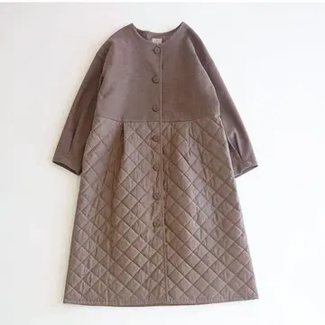 사만사 모스모스 퀼트 절개 코트 모카