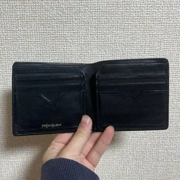 블랙 가죽 접이식 지갑