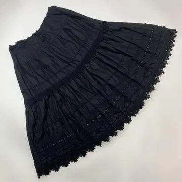 핑크하우스 블랙 별 레이스 사용 면 론 스커트