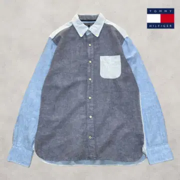 Tommy Hilfiger 코튼 린넨 셔츠 L 절개 디자인
