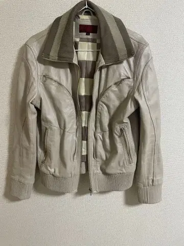 d k f 라이트 베이지 가죽 자켓 46 사이즈