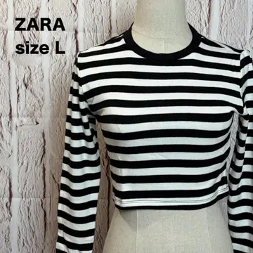 ZARA 자라 스트라이프 긴팔 크롭 티셔츠 티셔츠 새상품급