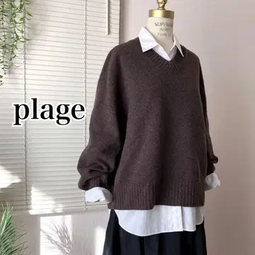 [ 2023AW ] plage 파인 울 V넥 풀오버 브라운