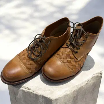 브라운 가죽 뜨개질 레이스업 슈즈 MORGAN HOMME