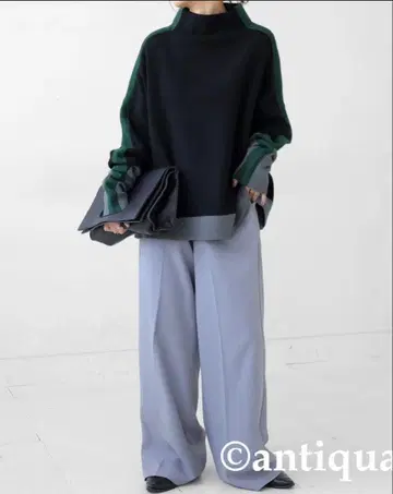 미사용 안티카 더블 자카드 배색 니트