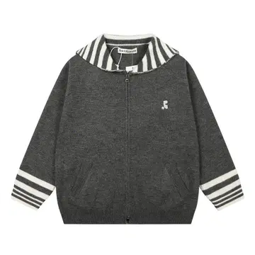 Rest&recreation 그레이 스트라이프 옷깃 니트 가디건