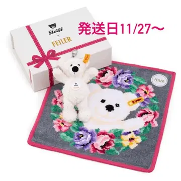 일본 니혼바시 미츠코시 페이러 슈타이프 테디베어 손수건 키링 세트