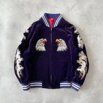 80s 90s 스카잔 별난 벨벳 퍼플 일본제 용 자수