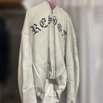 pctokyo 프락투르 페이드 지퍼 후드티 화이트 새상품급