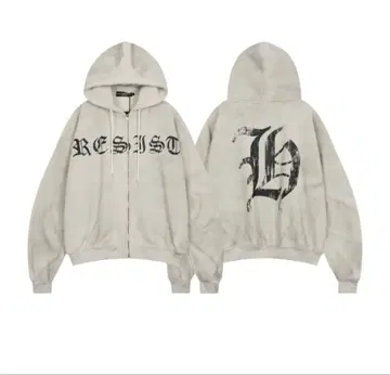 pctokyo 프락투르 페이드 지퍼 후드티 화이트 새상품급