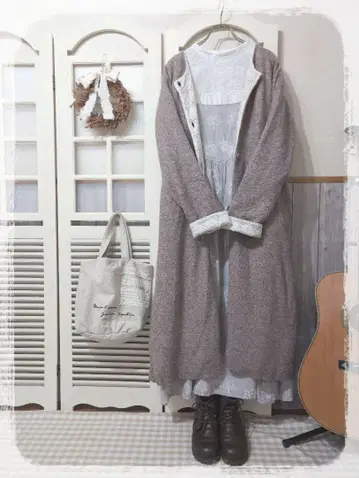 TSUHARU 레이스 부착 니트 가디건 사만사 모스모스 작가