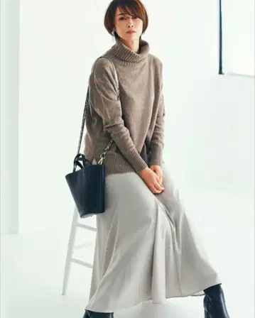 PLST 터틀넥 니트 M 사이즈 브라운