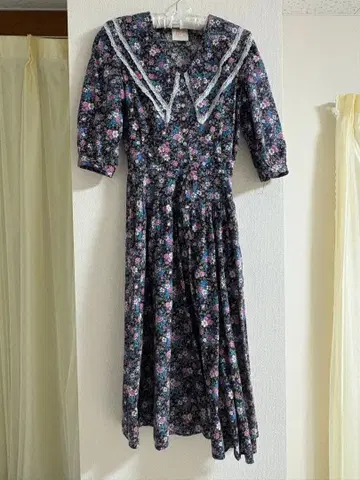 구제 레트로 꽃무늬 롱 원피스