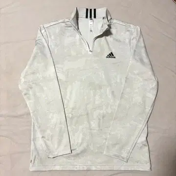 아디다스 하프 지퍼 긴팔 셔츠 속기모 화이트 계열 패턴 adidas 골프