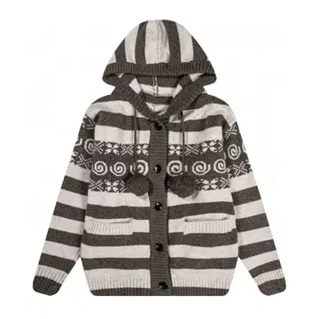 Hugyourskin 후드 부착 니트 가디건