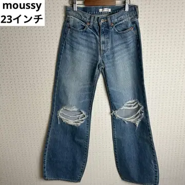 [ moussy ] 로우라이즈 와이드 플레어 데님 팬츠 23