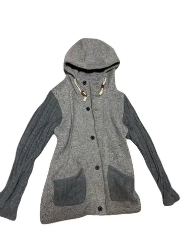 그레이 후드 부착 캐주얼 후드티