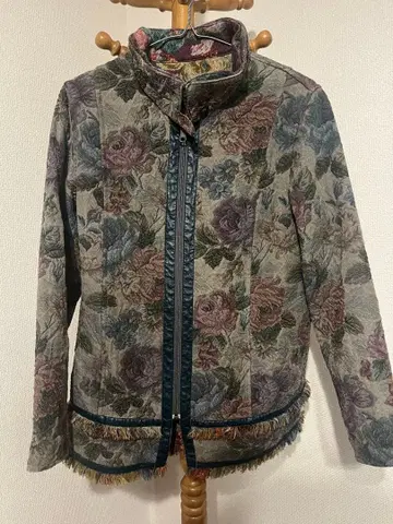 꽃무늬 블루종 프린지 부착 리버서블 구제 의류