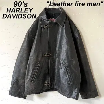 구제 의류 90's 할리 데이비슨 가죽 파이어맨 자켓 소가죽