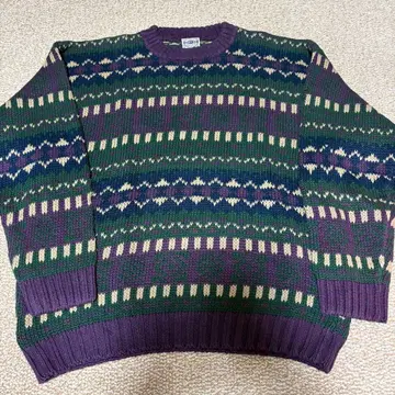 90년대 올 패턴 코튼 니트 홍콩제 구제 의류