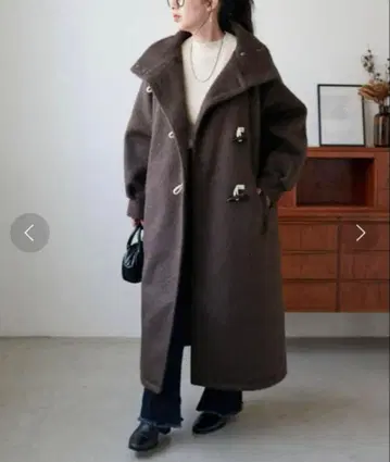 DISCOAT 디스코트 더플 코트 롱 코트 브라운