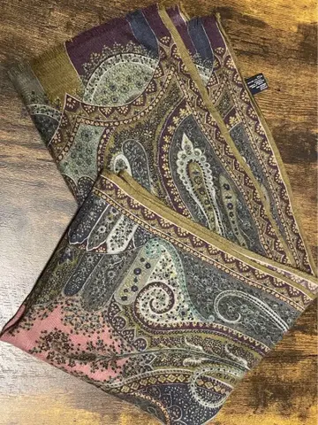 에트로 캐시미어 실크 스카프 짙은 브라운 계열