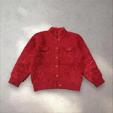 vintage 빨간색 긴팔 가디건 레트로 여성 빈티지 울