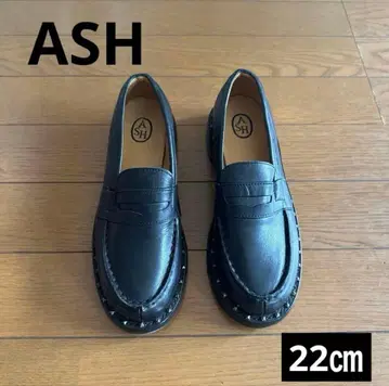 ASH 블랙 로퍼 스터드 35/22cm
