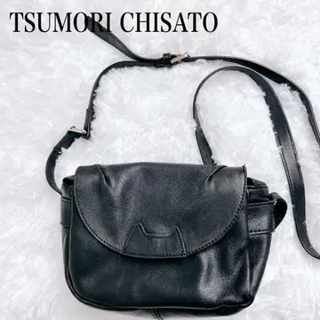 츠모리치사토 고양이 얼굴 가방 숄더백 블랙 천연 가죽