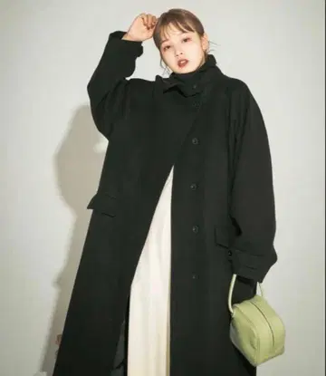 KBF KBF 스테인 컬러 코쿤 롱 코트 블랙 블랙