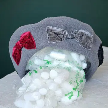 장미빛 모자 울 100% 리본 베레모 초귀염 그레이 가을/겨울/봄