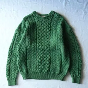 80s 90s 메리노울 니트 스웨터 아일랜드제 그린 구제 의류