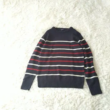 Doublefocus 보더 니트 스웨터 크루넥 M