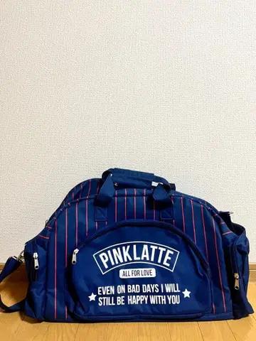 PINKLATTE 스트라이프 보스턴 백 네이비