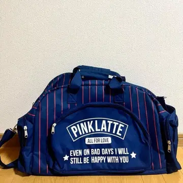 PINKLATTE 스트라이프 보스턴 백 네이비