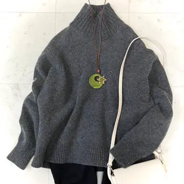 새상품급 뷰티앤유스 울 캐시미어 아쿠아 터틀넥 니트 그레이