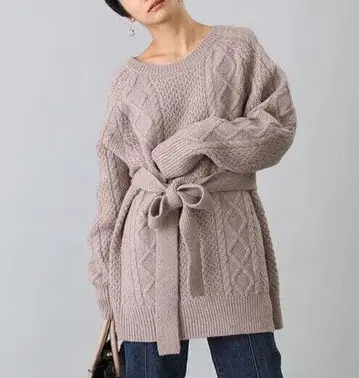 프릭스스토어 울100% 케이블 니트 그레이지