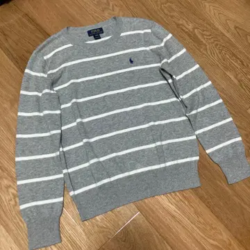 랄프 로렌 보더 니트 얇은 소재 니트 그레이 M