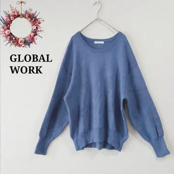 글로벌 워크 크루넥 니트 드롭 숄더 스웨터 루즈핏