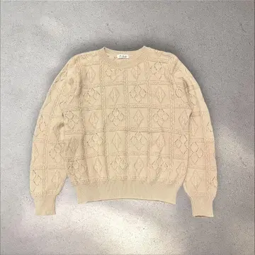 울 100% 다이아 케이블 니트 긴팔 아란 니트 레트로 시스루 편직