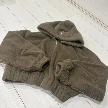 제이다 플리스 자켓 브라운 후드 부착