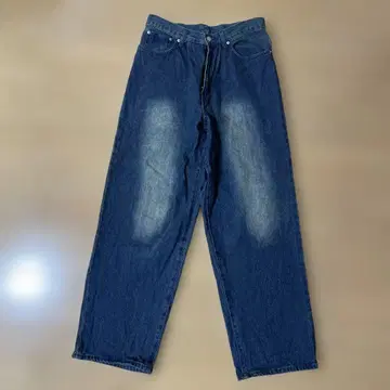 다크 네이비 와이드 레그 데님 팬츠