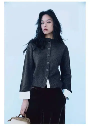 ZARA 콤비 니트 가디건 S