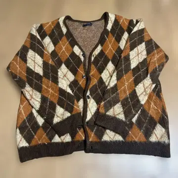 BACK NUMBER 긴팔 아가일 가디건 XL