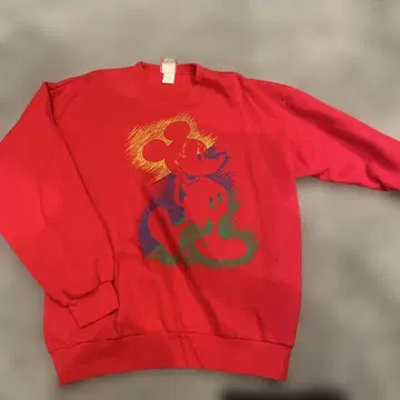 Disney 90년대 미키마우스 크루넥 트레이닝복 빨간색