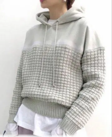 AMERI 니들 펀치 니트 후드티