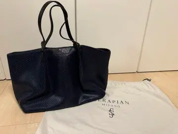 SERAPIAN 네이비 가죽 토트백