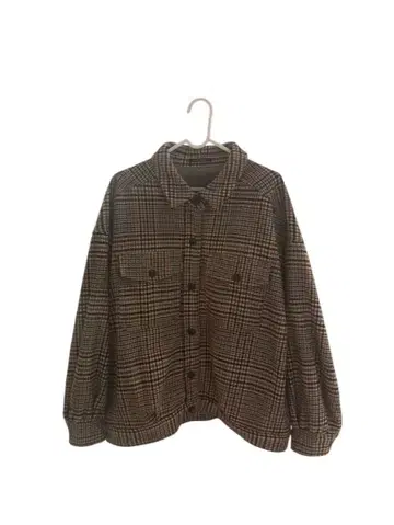 원 웨이 체크 브라운 자켓