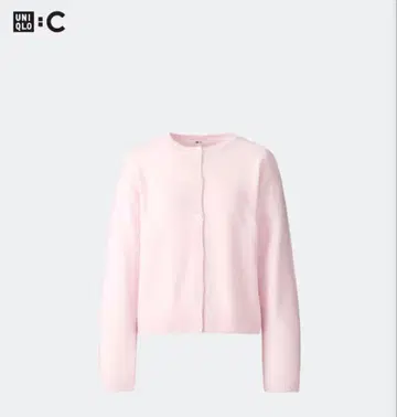 유니클로C 캐시미어 크루넥 숏 가디건 XXL 핑크