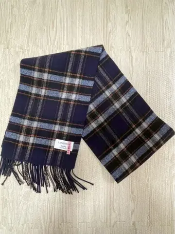 SHIPS 캐시미어 머플러 네이비 체크 무늬